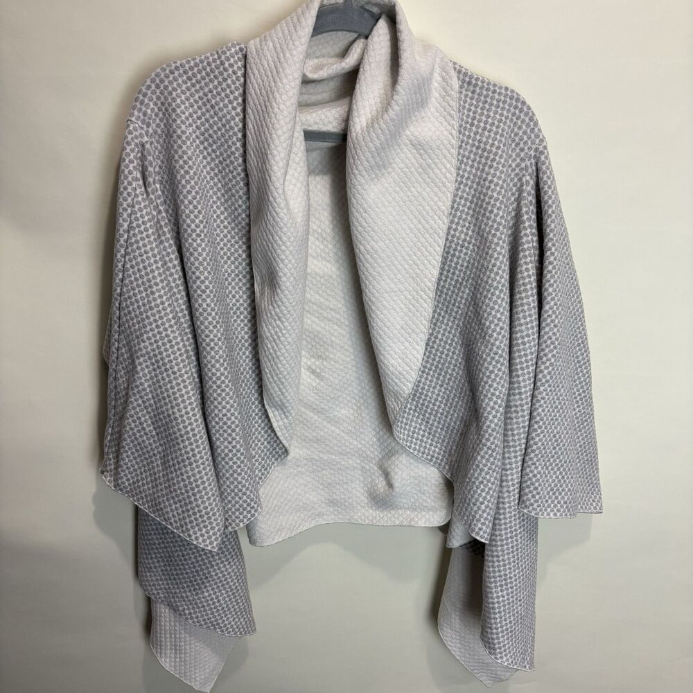 Progetto Quid Open Front Cardigan Gray And White Polka Dot OSFM Lagenlook Artsy